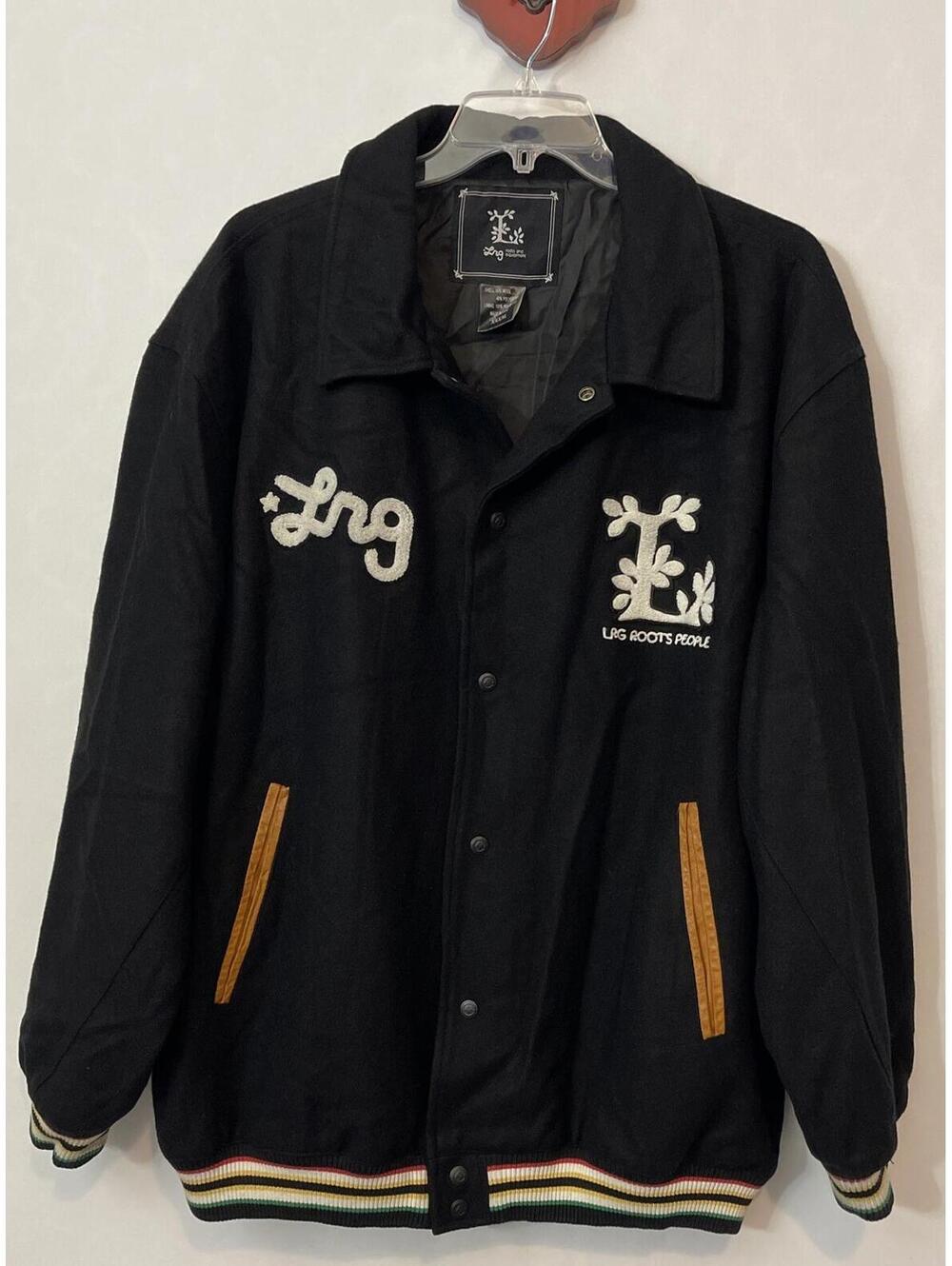 Lrg Roots and Equipment Mens 4xl Black Snap-Button Embroidered Wool Coat! MZZ6